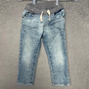 Gap Jeans Toddler Sz 3 Years Blue Wash Denim Elastic Drawstring Pull On Slim Fit